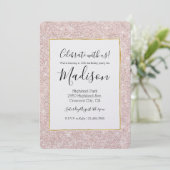 Roze Blush Faux Glitter Sparkle Kaart (Staand voorkant)