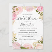Roze Blush Floral Bridal Shower Invitation Kaart (Voorkant)