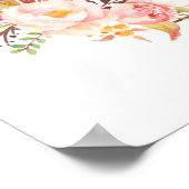 Roze Blush Floral Gold Lijst Wedding Seding Chart Poster (Hoek)