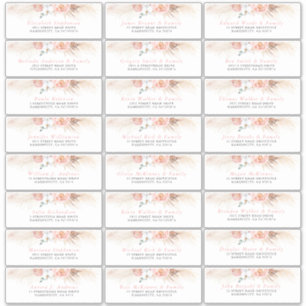 Roze Blush Floral Individuele Gast Adresetiketten Sticker
