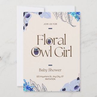  Roze Blush Floral Owl Baby shower Kaart