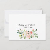 Roze blush Flowers Greenery Waterverf Weddenschap RSVP Kaartje (Achterkant)