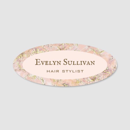Roze blush Fluid Marmer Name Tag (Voorkant)