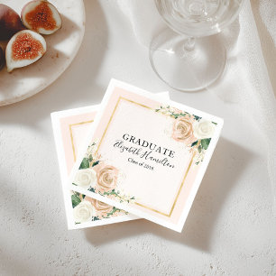 Roze Blush & Folie Goud Chic Bloemengraad Servet