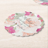 Roze Blush Framboos Waterverf Bloem Bruiloft Kartonnen Onderzetters (Gekanteld)