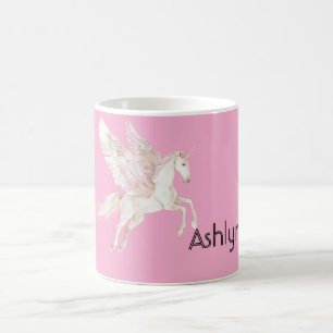 Roze blush gevleugelde eenhoorn koffiemok