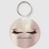 Roze Blush Girly Makeup Lashes Name Blush Sleutelhanger (Voorkant)