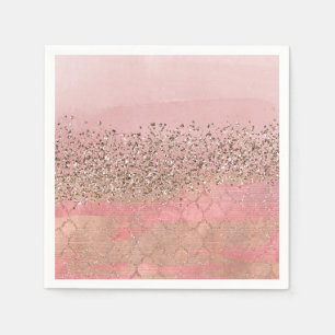 Roze Blush Glitter Marokkaanse Indische Prinsessen Servet