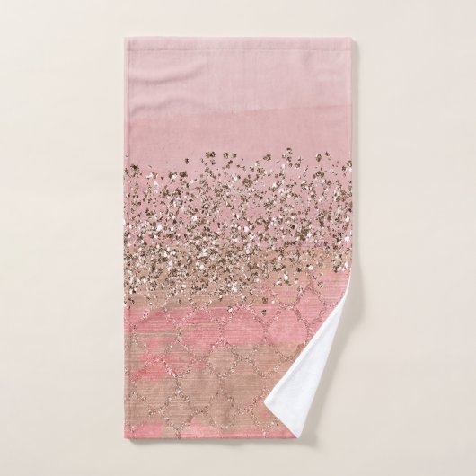 Roze Blush Glitter Moroccan prinses Glam Bad Handdoek (Handdoek)