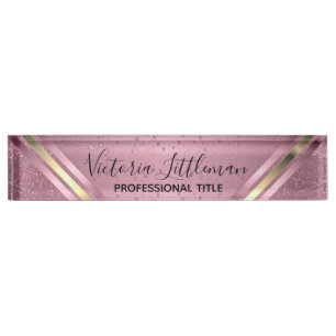Roze Blush Glitter Naambordje