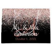 Roze Blush Glitter Weddenschap Monogram Groot Cadeauzakje (Voorkant)