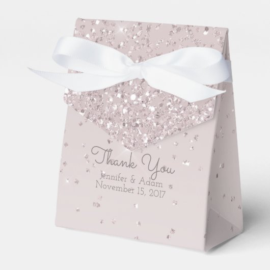 Roze Blush Glittery Wedding Favor Gift Box Bedankdoosjes (Voorkant Zijde)