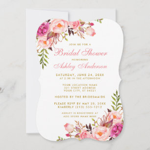 Roze Blush Gold Floral Bridal Shower BP Kaart