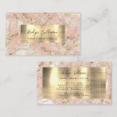 Roze Blush Gold Fluid Marble Visitekaartje (Voorkant / Achterkant)