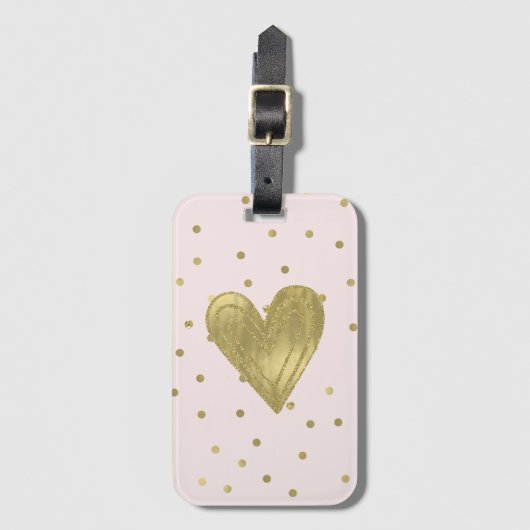 Roze Blush Gold Sparkle Confetti Bagagelabel (Voorkant (verticaal))