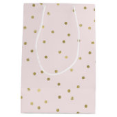 Roze Blush Gold Sparkle Confetti Medium Cadeauzakje (Achterkant)