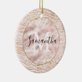 Roze Blush Gold Zebra Print Glitz Monogram Keramisch Ornament (Rechts)
