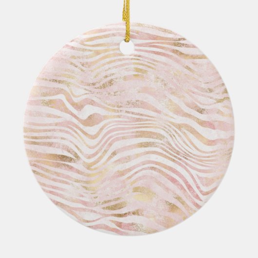 Roze Blush Gold Zebra Print Glitz Monogram Keramisch Ornament (Achterkant)