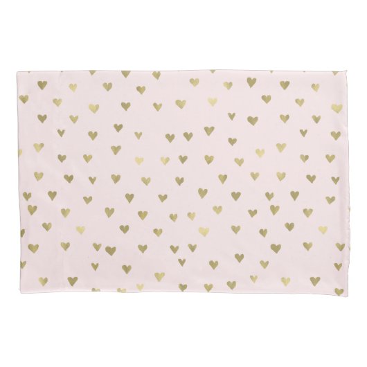 Roze Blush Gouden Harten Kussensloop (Voorkant-Links)