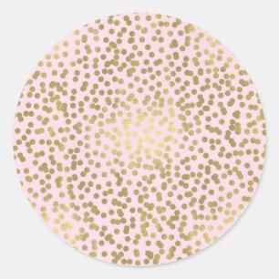 Roze Blush & Gouden Stippen Confetti Elegant Chic Ronde Sticker
