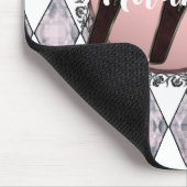 Roze Blush Harlequin Monogram Muismat (Hoek)