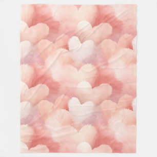  roze blush harten fleece deken