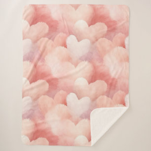  roze blush harten sherpa deken