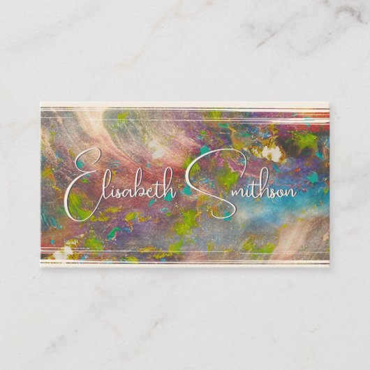 Roze Blush Holografische Waterverf Roze Goud Meis Visitekaartje (Voorkant)