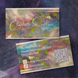  Roze Blush Holografische Waterverf Roze Goud Meis Visitekaartje