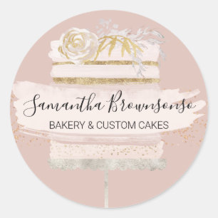 Roze Blush home bakkerij taart Ronde Sticker