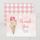 Roze Blush ijs Bruiloft Goud Glitter Bedankkaart (Voorkant / Achterkant)