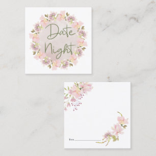 Roze Blush Magnolia Floral Date Night Kaart Vierkante Visitekaartje