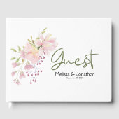 Roze Blush Magnolia Floral Wedding Gastenboek (Voorkant)