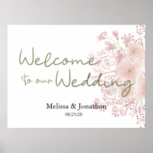 Roze Blush Magnolia Floral Wedding Poster