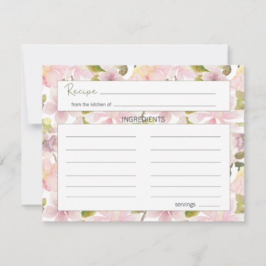 Roze Blush Magnolia Floral Wedding Recipcard Notitiekaartje (Voorkant)