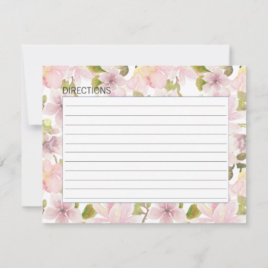 Roze Blush Magnolia Floral Wedding Recipcard Notitiekaartje (Achterkant)