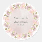 Roze Blush Magnolia Floral Wedding Round Sticker (Voorkant)