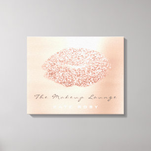 Roze Blush Makeup Artist Beauty Gray Kiss Lips Canvas Afdruk