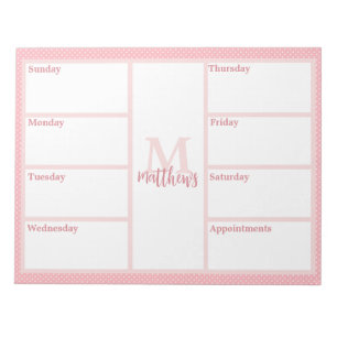 Roze Blush Mini Dot Weekly Planner Notitieblok