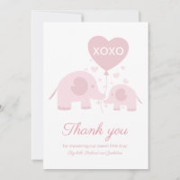 Roze Blush Olifant Meisje Baby shower Dank u