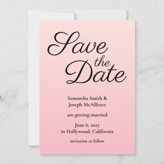 Roze Blush Ombre Save The Date (Voorkant)