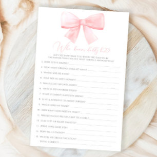 Roze Blush Pastel Bow Wie kent Daddy Beste Spel