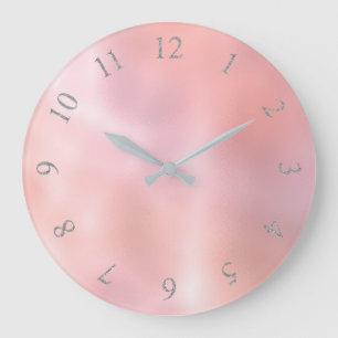 Roze Blush Powder Gray Arabian Numbers Grote Klok