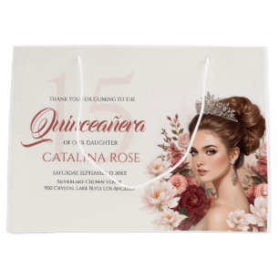 Roze Blush Roos Elegante Quinceañera Groot Cadeauzakje
