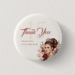 Roze Blush Roos Elegante Quinceañera Knoop Speld Ronde Button 3,2 Cm