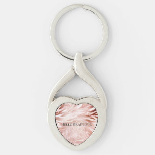 Roze Blush Roos Glam Zebra Animal Print Sleutelhanger