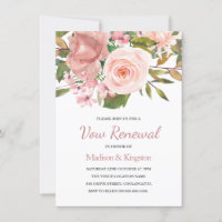 Roze Blush Roos Gold Vow Renewal Uitnodigen
