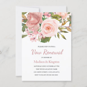 Roze Blush Roos Gold Vow Renewal Uitnodigen Kaart
