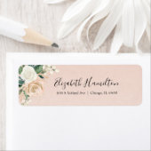 Roze Blush & Roos Gouden Bloemen Waterverf Elegant Etiket (Insitu)