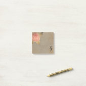 Roze Blush Roos Monogram Opmerkingen Post-it® Notes (Op bureau)